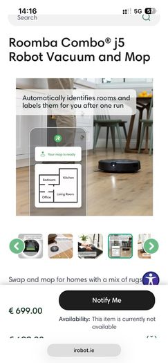 vacuum roomba combo j5 iRobot