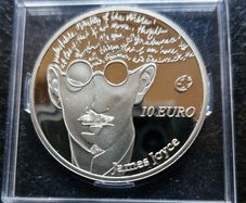 2013 Silver Proof James Joyce Error 10 Euro Coin in capsule