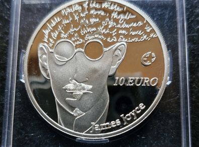 2013 Silver Proof James Joyce Error 10 Euro Coin in capsule