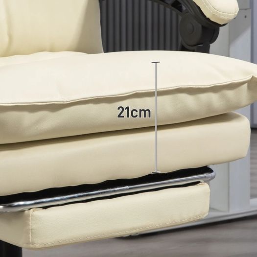 Vinsetto Office chair, adjustable seat height, footrest, PU leather, up to 135 kg, metal base, 66x72x116-124cm, Beige