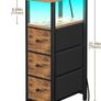 Bedside Table Set of 2, Narrow Side Table with Charging Station Image 8