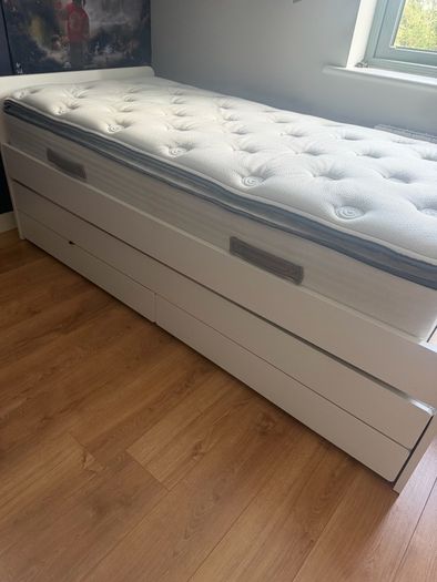 IKEA single bed with underbed and storage with two high quality mattresses