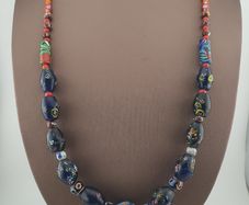 Vintage Venetian Style Floral & African Glass Beads Necklace