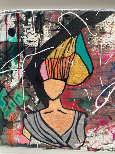 Framed Original Eighties Theme Hairdo Theme Art Contemporary Art Painting  Original Gift
