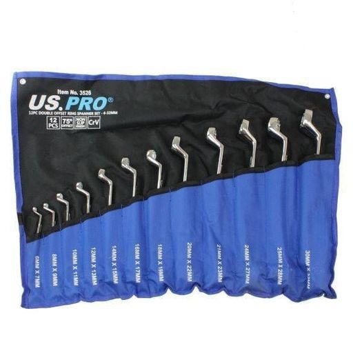 12 Piece Double Offset Ring Spanner Set