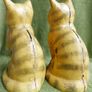 Antique Hand Painted Cast Iron Yellow Tabby Still Bank - Glass Eyes , 85 each Image 6