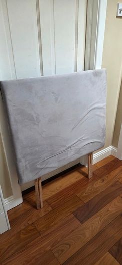 Single Bed Grey Velvet Headboard