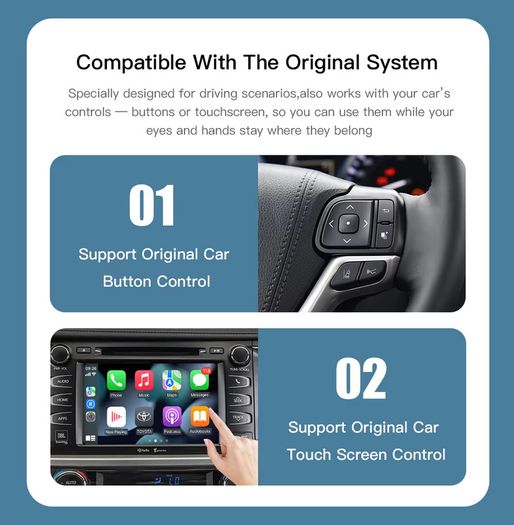 Wireless Carplay Android Auto For TOYOTA Touch 2 Entune 2.0 Highlander Tundra Sienna Prius Yaris Camry CHR Module