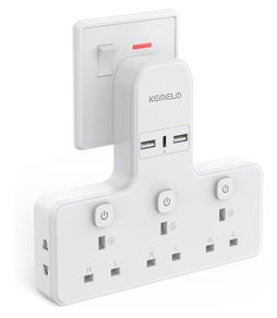 Multi Plug Adapter (3250W/13A), Plug Extension Socket with 3 USB, 3 Way Plug Adapter UK Built-in with Independent Switches,Wall Plug Extender for School Home, Kitchen, Office
