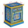 Bedside Cabinet Solid Mango Wood Turquoise Hand Painted Image 2