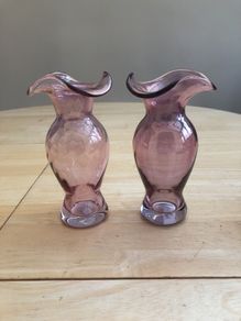 Pair Of Cranberry Glass vases
