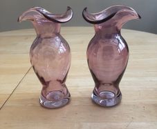 Pair Of Cranberry Glass vases