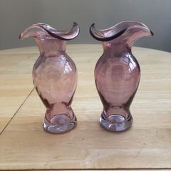 Pair Of Cranberry Glass vases