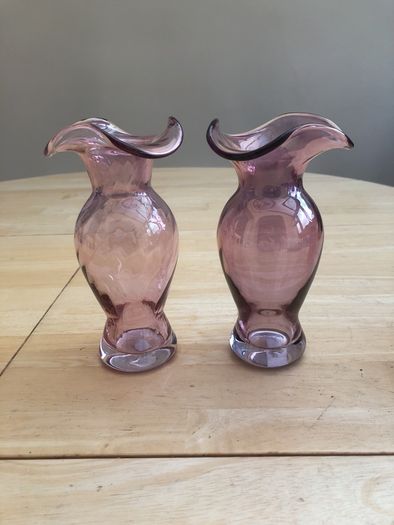 Pair Of Cranberry Glass vases