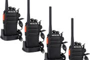 RT24 Walkie Talkies for Adults, Rechargeable 2 Way Radio Long Range PMR446 License Free 16 Channels CTCSS/DCS, Two Way Radio with Earpiece and USB Charging Base(Black, 2 Pair)