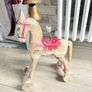 New vintage inspired 45cm high hand carved horse on wheels with washed wood finish Image 7
