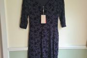Monsoon half sleeve dress midi navy floral Size UK 14 EU 42  Brand new BNWT RRP 90euro