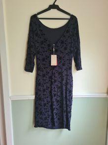Monsoon half sleeve dress midi navy floral Size UK 14 EU 42  Brand new BNWT RRP 90euro