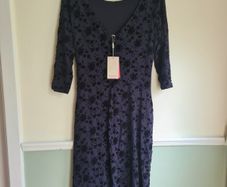 Monsoon half sleeve dress midi navy floral Size UK 14 EU 42  Brand new BNWT RRP 90euro