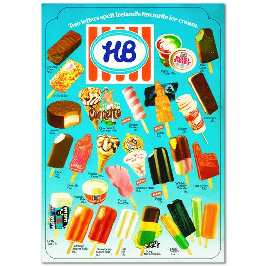 HB Ice Cream & Irish Snack Posters - A4 / A3 Prints