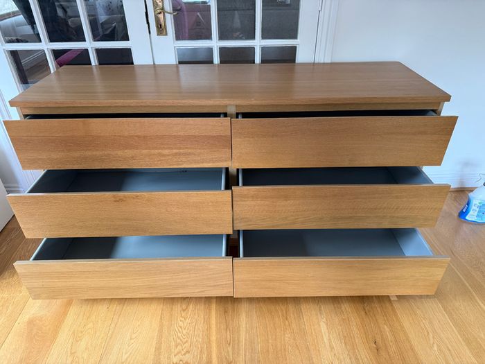 IKEA MALM 6-Drawer Chest of Drawers (Oak Finish)