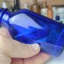 455 - Set of Three Beautiful Vintage Glass Decorative Collectible Bottles - Amber Eire Bovril, Cobalt Blue Magnesia and Turquoise Science Cream Image 5