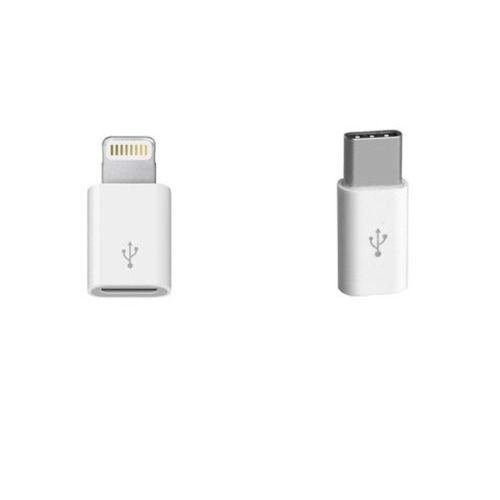 2PCS - [Micro USB (Female) to USB-C (Male) + Micro USB (Female) to Apple Lightning (Male)] Convertors/Adapters (Brand New/Warranty)