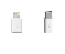2PCS - [Micro USB (Female) to USB-C (Male) + Micro USB (Female) to Apple Lightning (Male)] Convertors/Adapters (Brand New/Warranty)