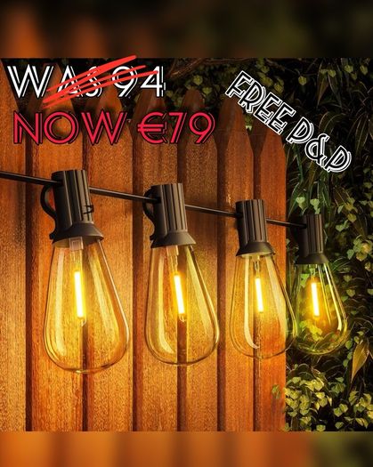 NEW SALE | Outdoor String Lights, 120FT ST38 LED Festoon Lights Outdoor, IP44 Waterproof Globe Garden String Lighting with 60+2 Bulbs, 2200K Outside Patio Lights