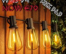 NEW SALE | Outdoor String Lights, 120FT ST38 LED Festoon Lights Outdoor, IP44 Waterproof Globe Garden String Lighting with 60+2 Bulbs, 2200K Outside Patio Lights
