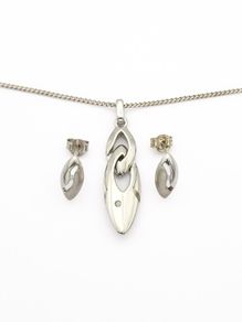 Vintage 925 Sterling Silver & Diamond Accents Set