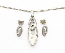 Vintage 925 Sterling Silver & Diamond Accents Set