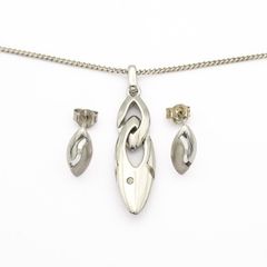 Vintage 925 Sterling Silver & Diamond Accents Set