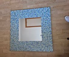 Large Handmade Blue & Turquoise Mosaic Wall Mirror 90cm x 90cm