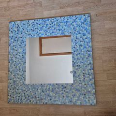 Large Handmade Blue & Turquoise Mosaic Wall Mirror 90cm x 90cm