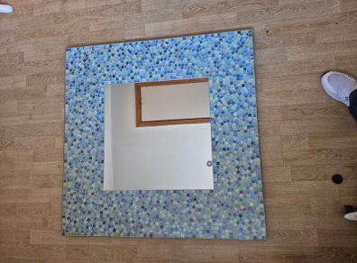 Large Handmade Blue & Turquoise Mosaic Wall Mirror 90cm x 90cm