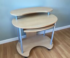 Mobile 3 Tier Computer Desk with Pull-Out Keyboard Tray