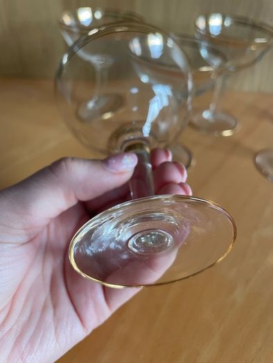 Vintage Gold Ring Champagne Coupe Glasses