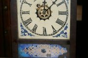 Antique Working 1870's Mahogany Cottage Mantel Shelf Clock 8" x 3,4" H-12" (works well)