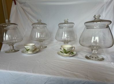 Antique Apothecary large jars 4 in all,display.