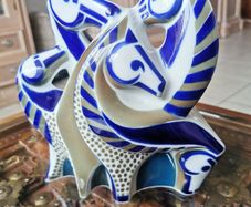 Vintage Sargadelos As San Lucas Horses Porcelain Sculpture  Galicia Spain