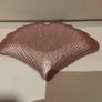 Pink Glass Ginko Leaf Dish Vintage Image 2