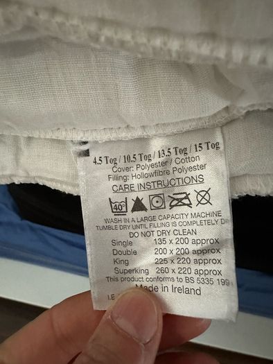 duvet single 4.5 tog