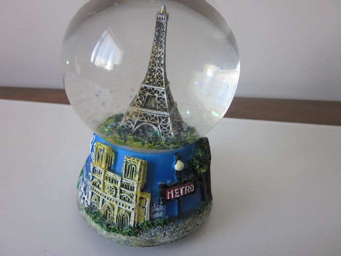 Vintage Musicial Snow Globe Eiffel Tower with Music  Love Story