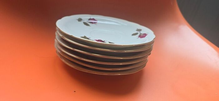 18 Piece Incomplete Cmielow porcelain Teaset made in Poland Vintage 50s 60s Old Rose Design Teaset HTF