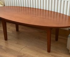 Large Vintage-Style Oval Wooden Coffee Table