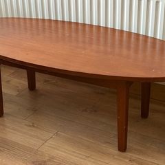 Large Vintage-Style Oval Wooden Coffee Table