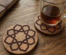 2 Coasters acasia wood