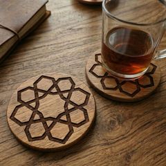 2 Coasters acasia wood