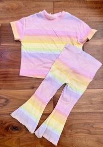 NEXT Rainbow ribbed flare 2 piece sets (18m-3Y)